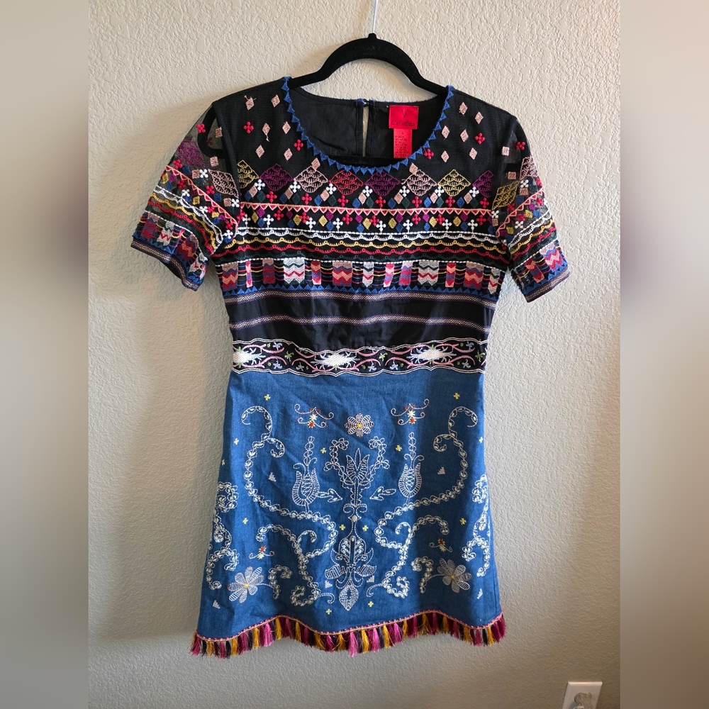Christina Multicolor Embroidered Mini Dress